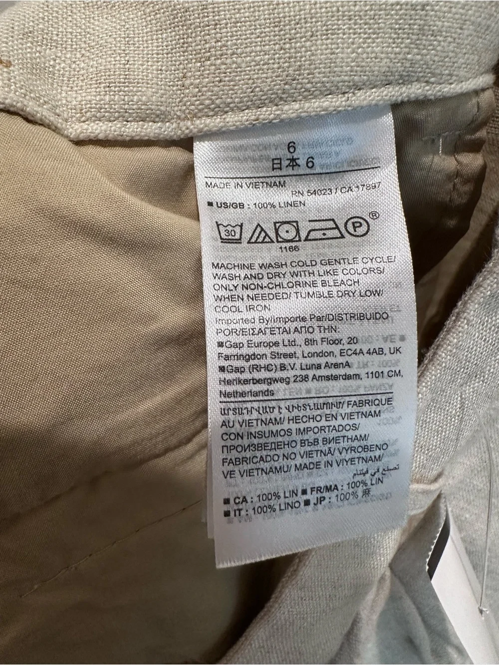 Banana Republic Women’s Beige Linen-Blend Chinos